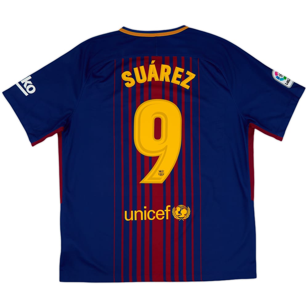 2017-18 Barcelona Home Shirt Suarez #9 - 10/10 - (XL)