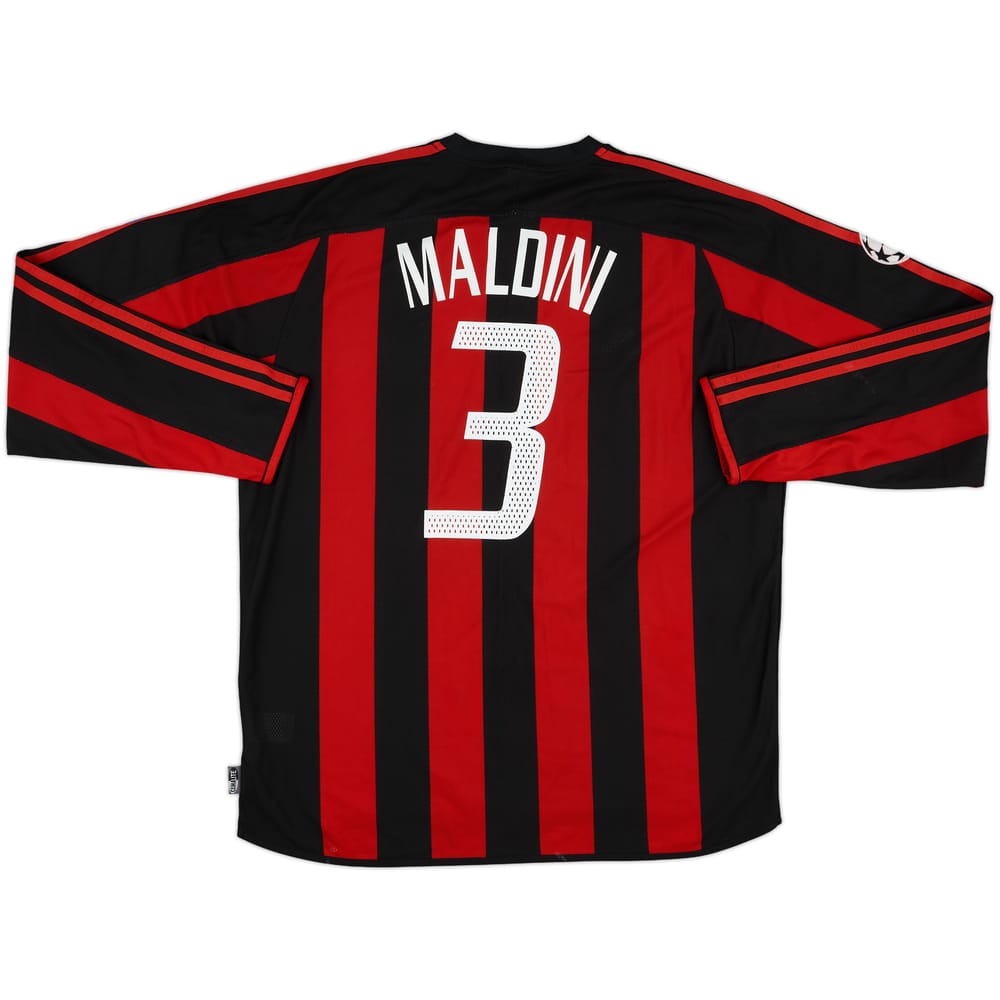 2003-04 AC Milan Home L/S Shirt Maldini #3 - 5/10 - (XL)