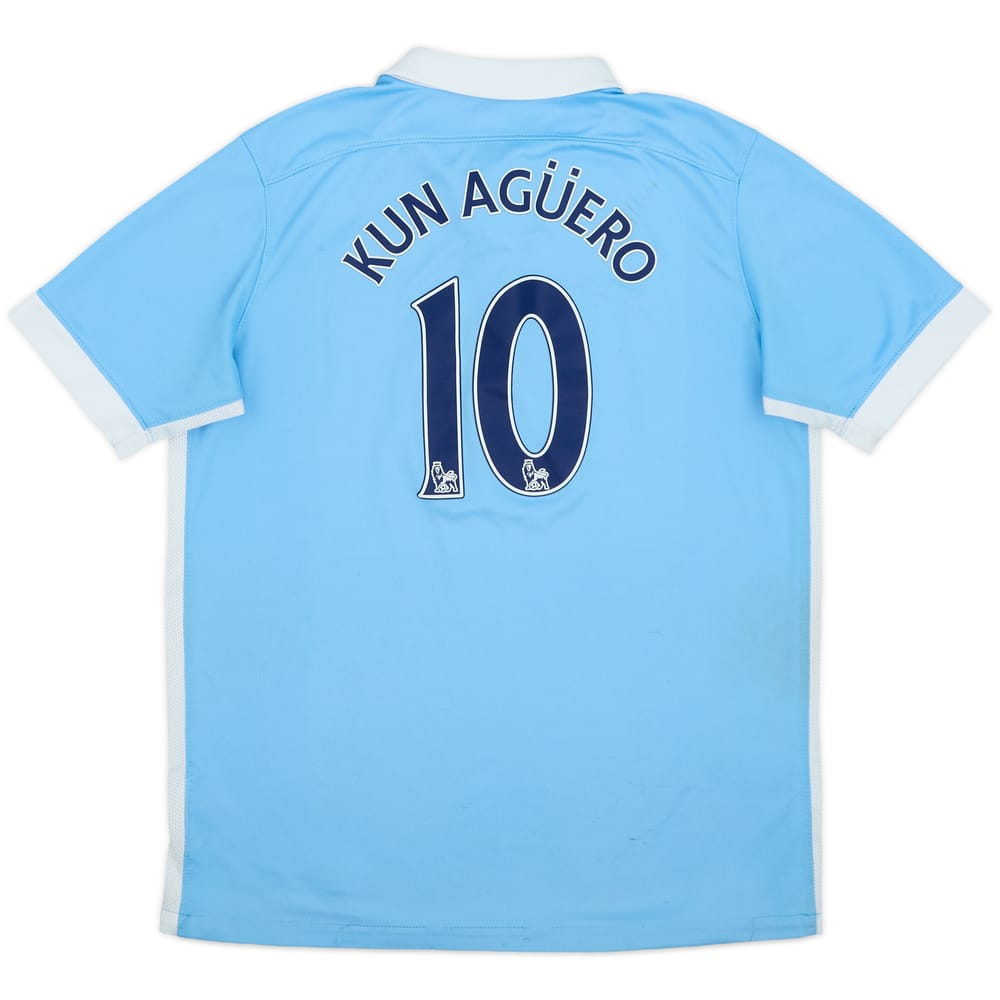 2015-16 Manchester City Home Shirt Kun Aguero #10 - 5/10 - (XL.Boys)