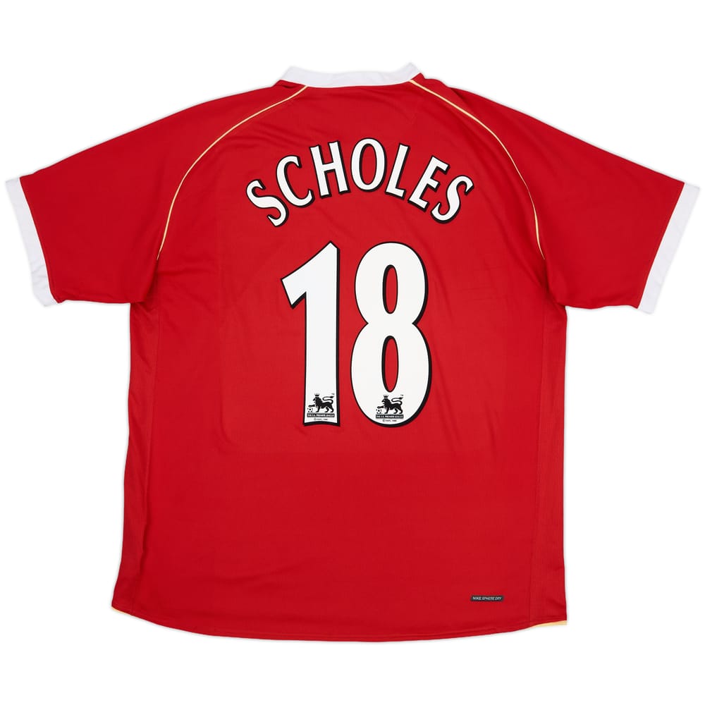 2006-07 Manchester United Home Shirt Scholes #18 - 8/10 - (XL)