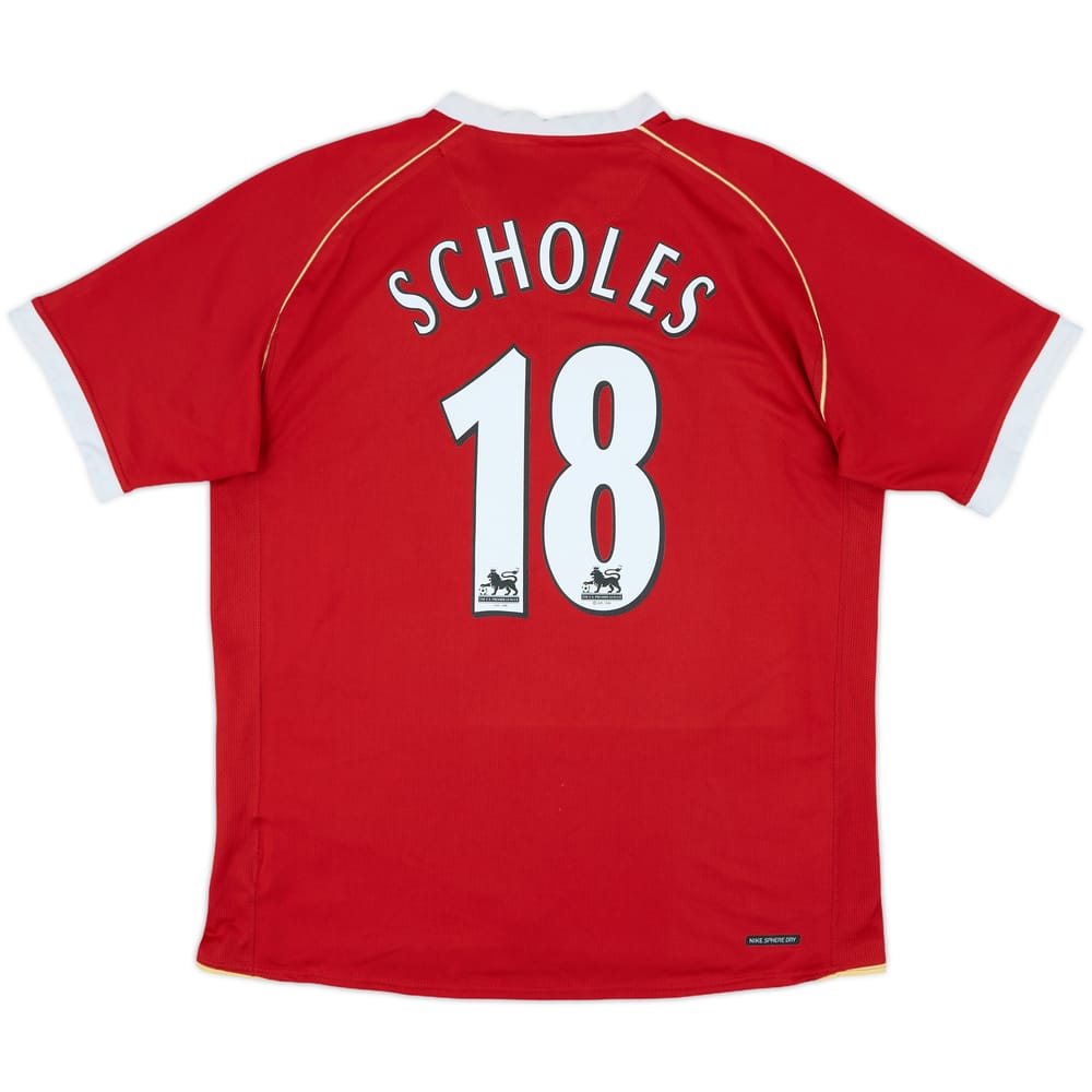 2006-07 Manchester United Home Shirt Scholes #18 - 8/10 - (L)