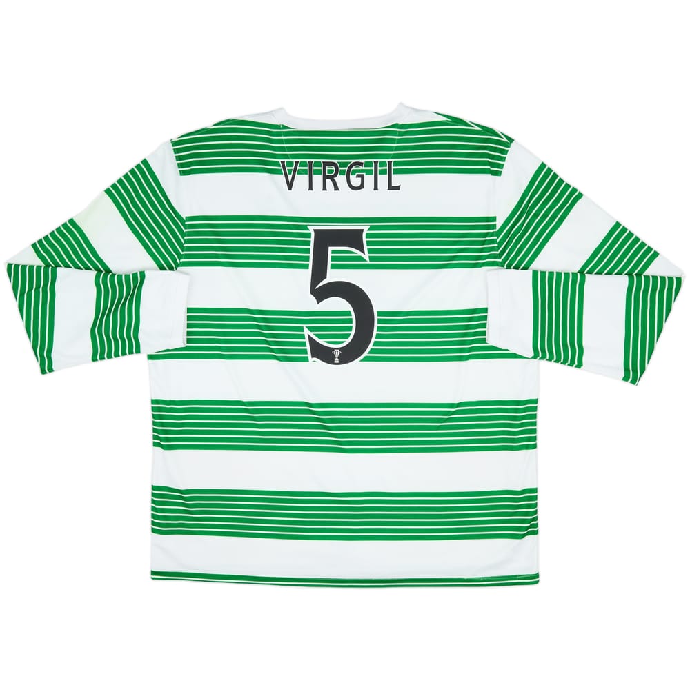 2013-15 Celtic Home L/S Shirt Virgil #5 - 7/10 - (XXL)