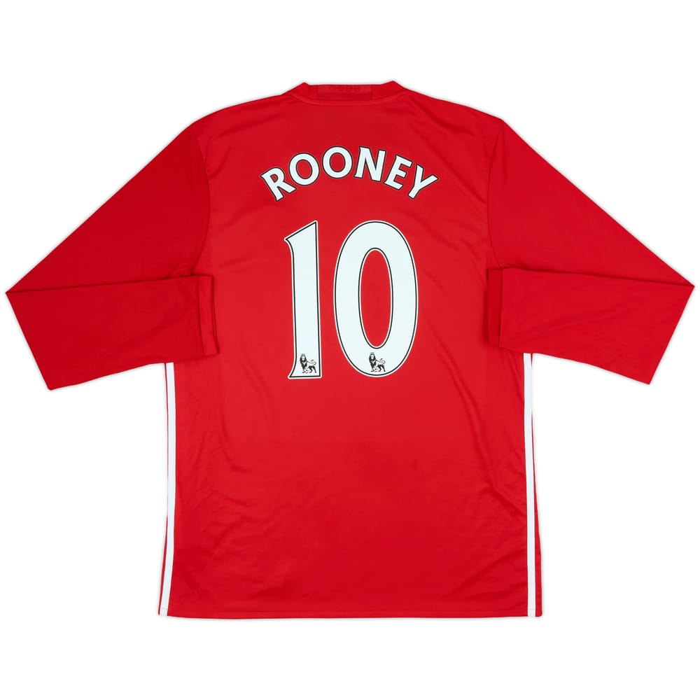 2016-17 Manchester United Home L/S Shirt Rooney #10 - 9/10 - (L)