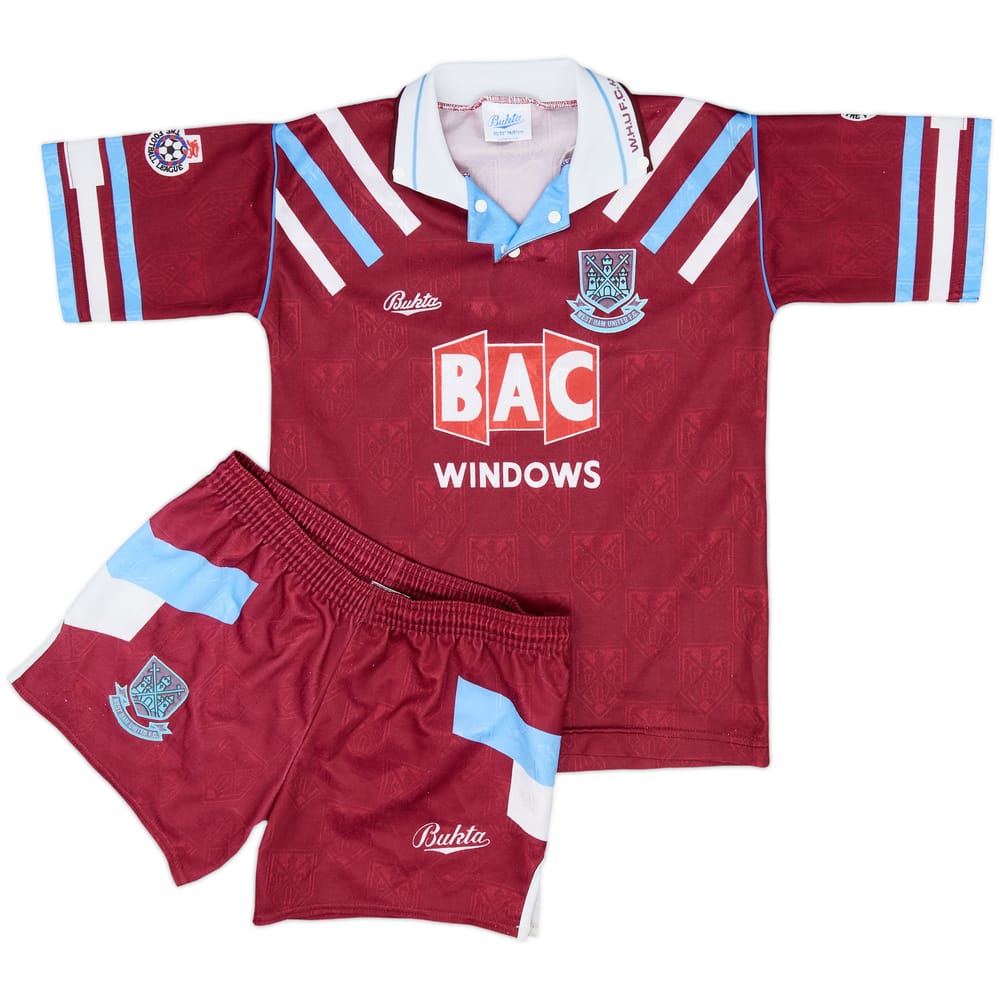 1991-92 West Ham Home Shirt & Shorts - 9/10 - (M.Boys)