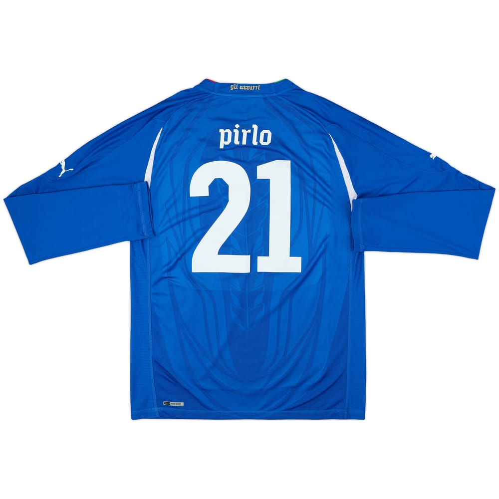 2010-12 Italy Authentic Home L/S Shirt Pirlo #21 - 9/10 - (XXL)