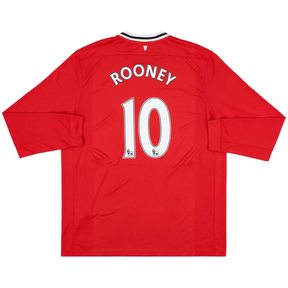 2011-12 Manchester United Home L/S Shirt Rooney #10 - 8/10 - (XXL)