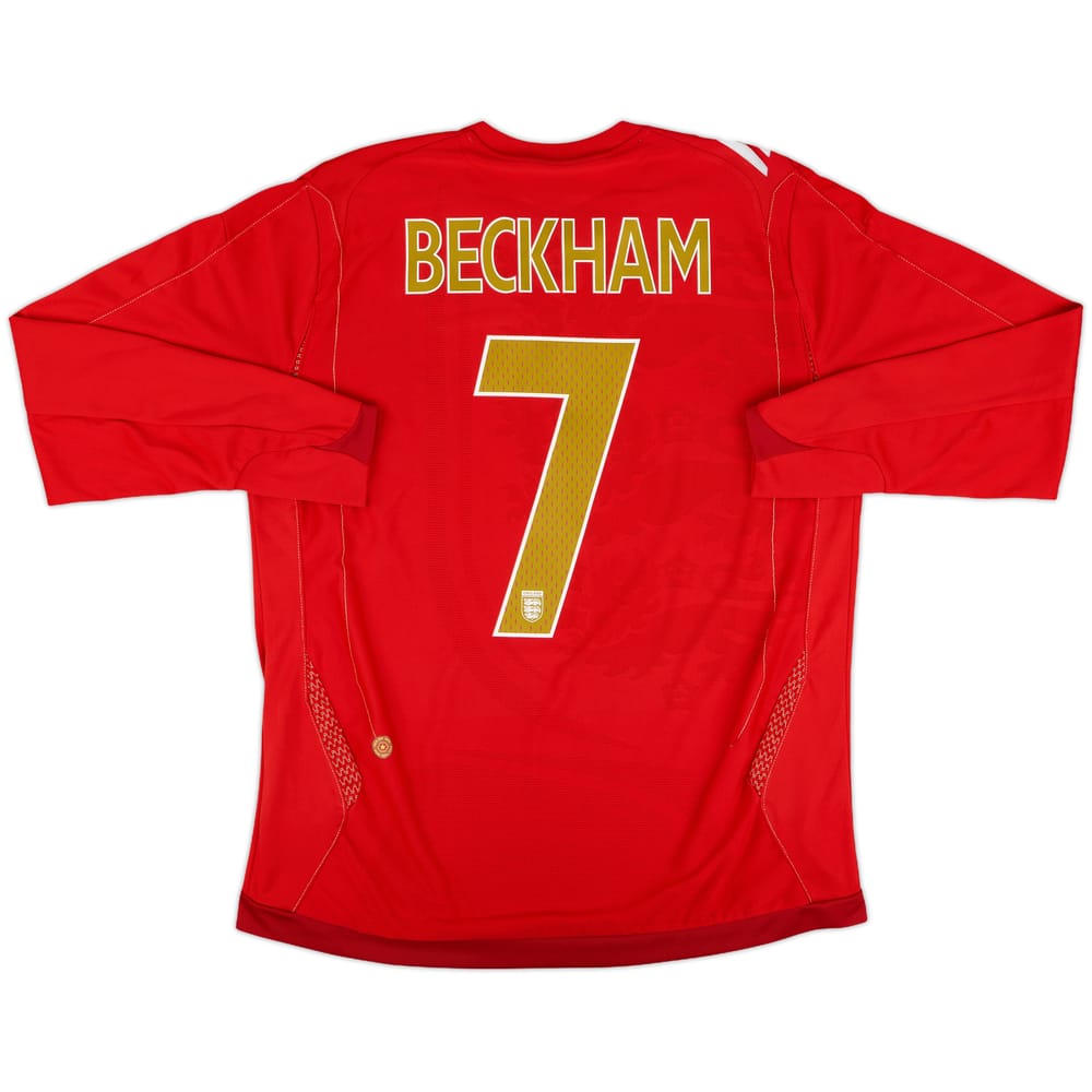 2006-08 England Away L/S Shirt Beckham #7 - 7/10 - (L)