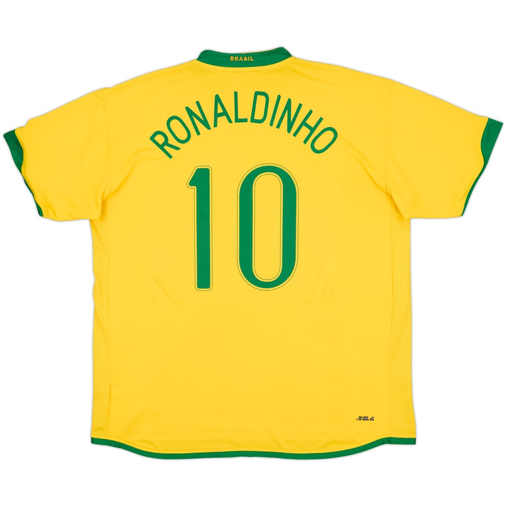 2006-08 Brazil Home Shirt Ronaldinho #10 - 6/10 - (XXL)