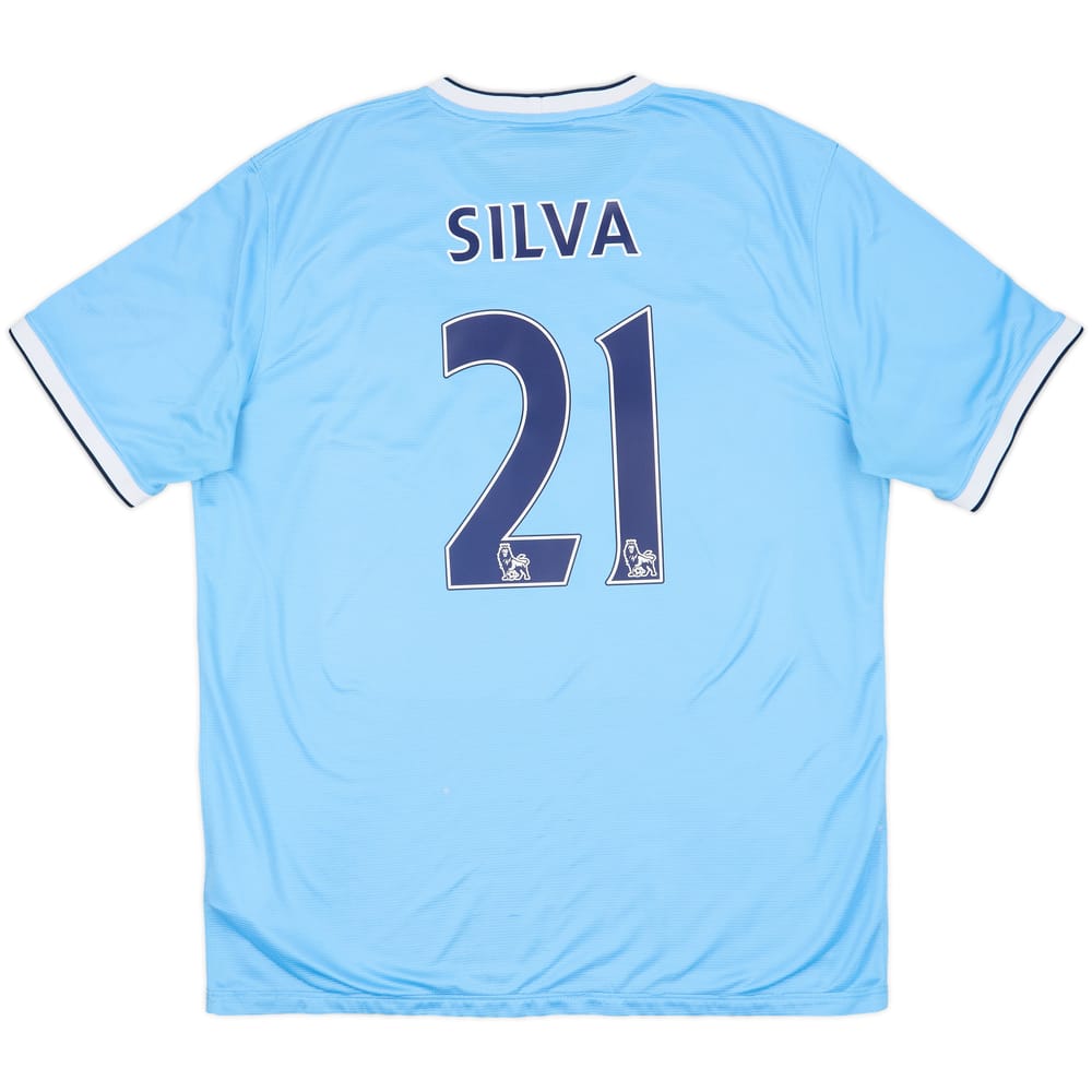 2013-14 Manchester City Home Shirt Silva #21 - 7/10 - (XL)