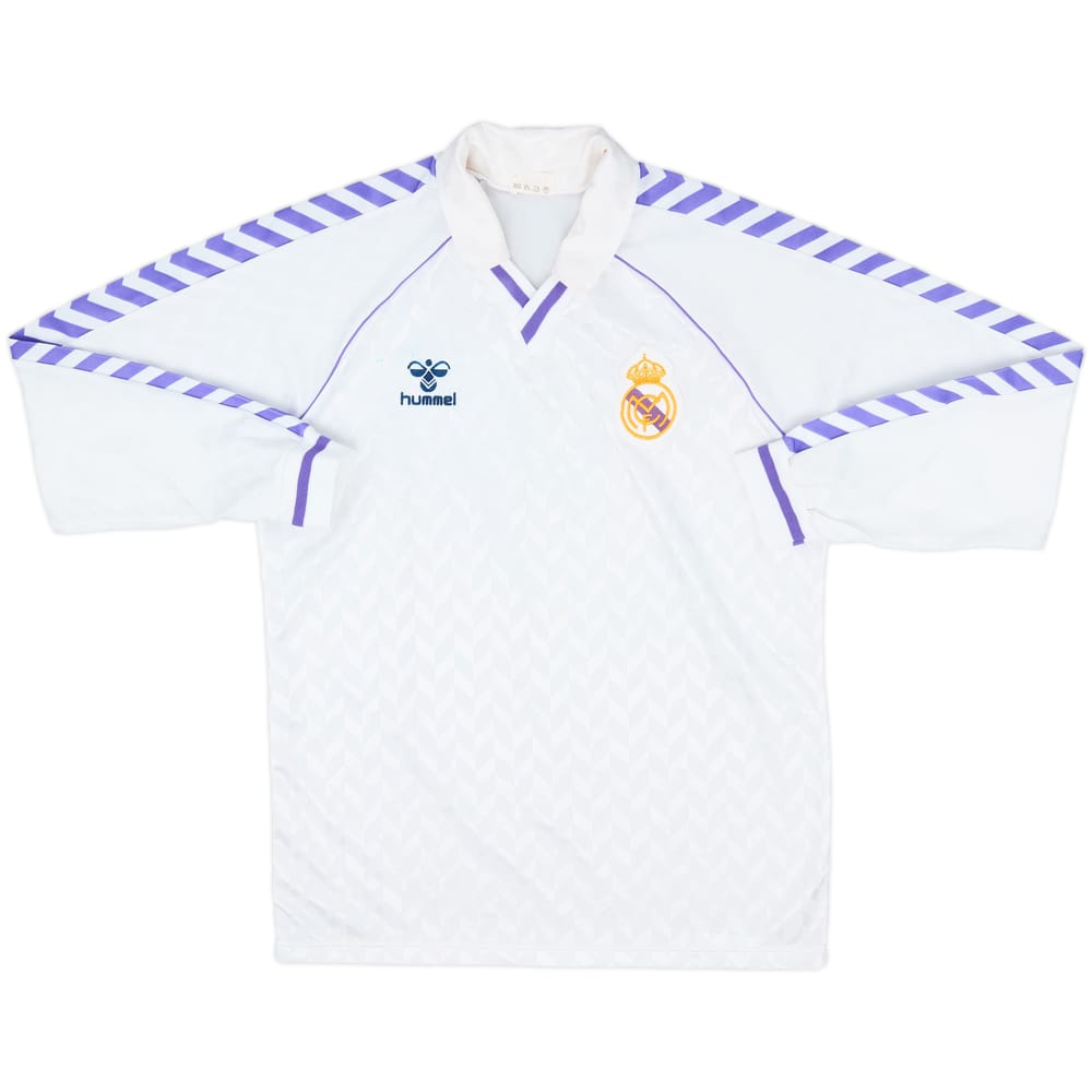 1989-90 Real Madrid Home L/S Shirt - 8/10 - (M)