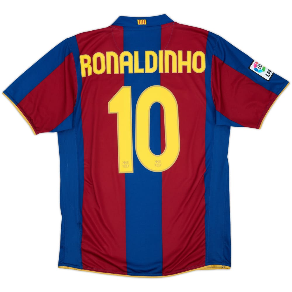 2007-08 Barcelona Home Shirt Ronaldinho #10 - 9/10 - (M)