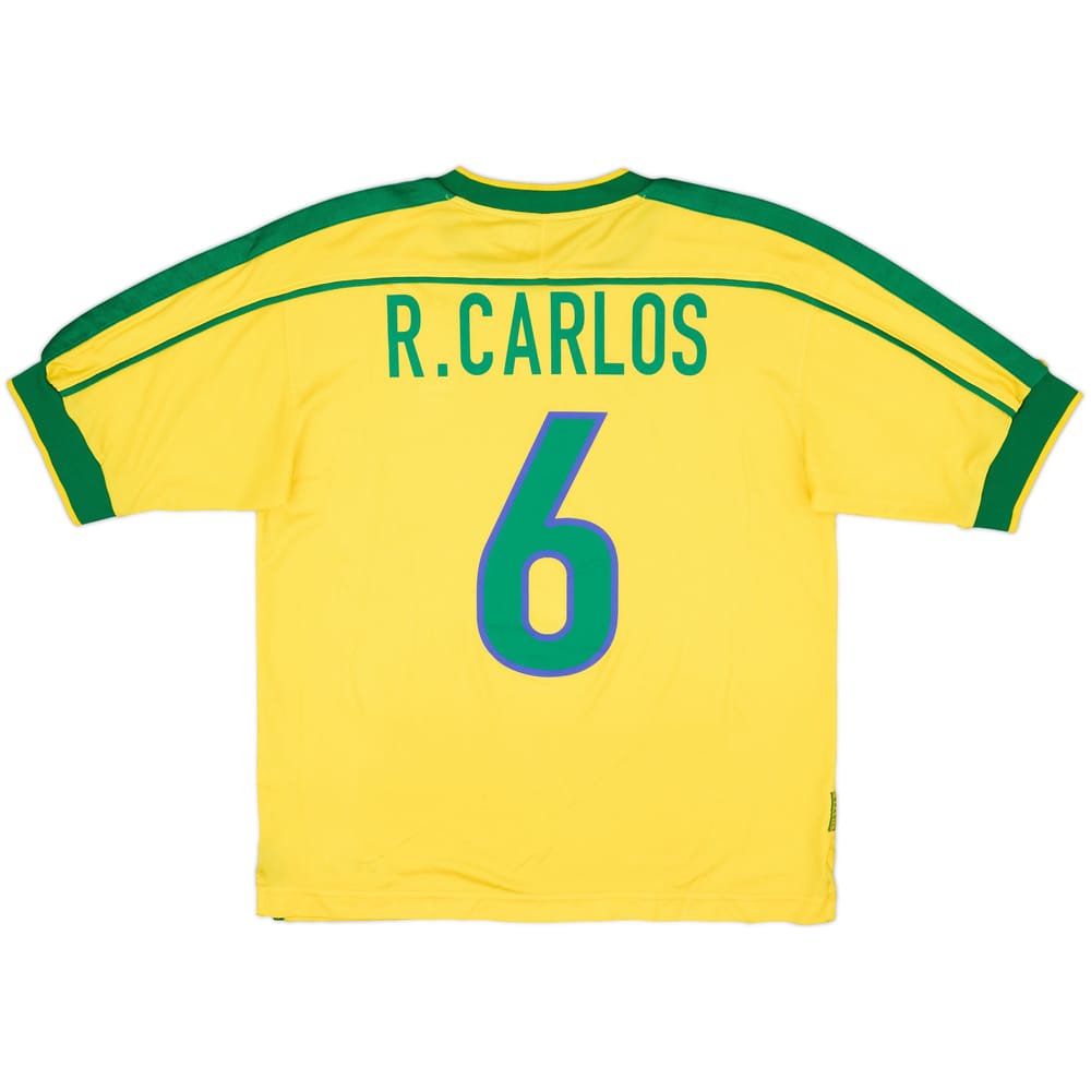1998-00 Brazil Home Shirt R.Carlos #6 - 9/10 - (M)