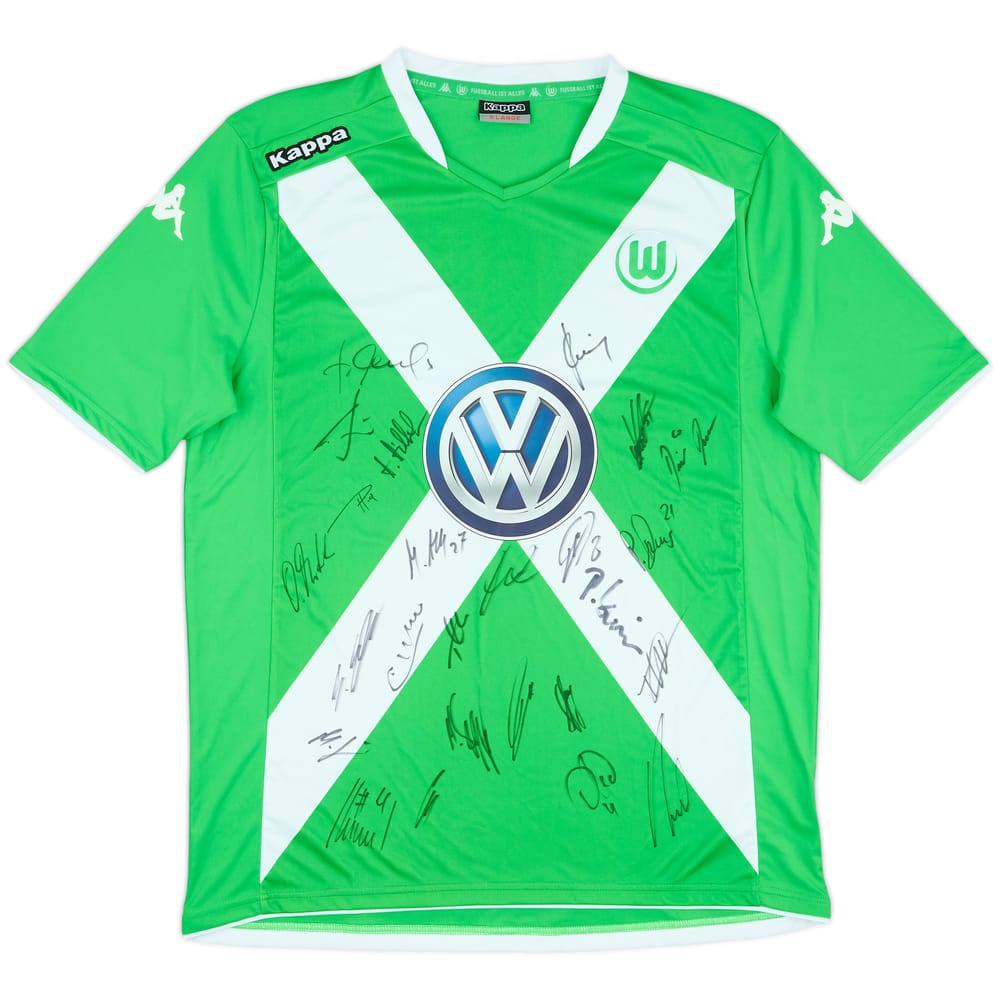 2014-15 Wolfsburg Squad Signed Home Shirt - 7/10 - (XL)