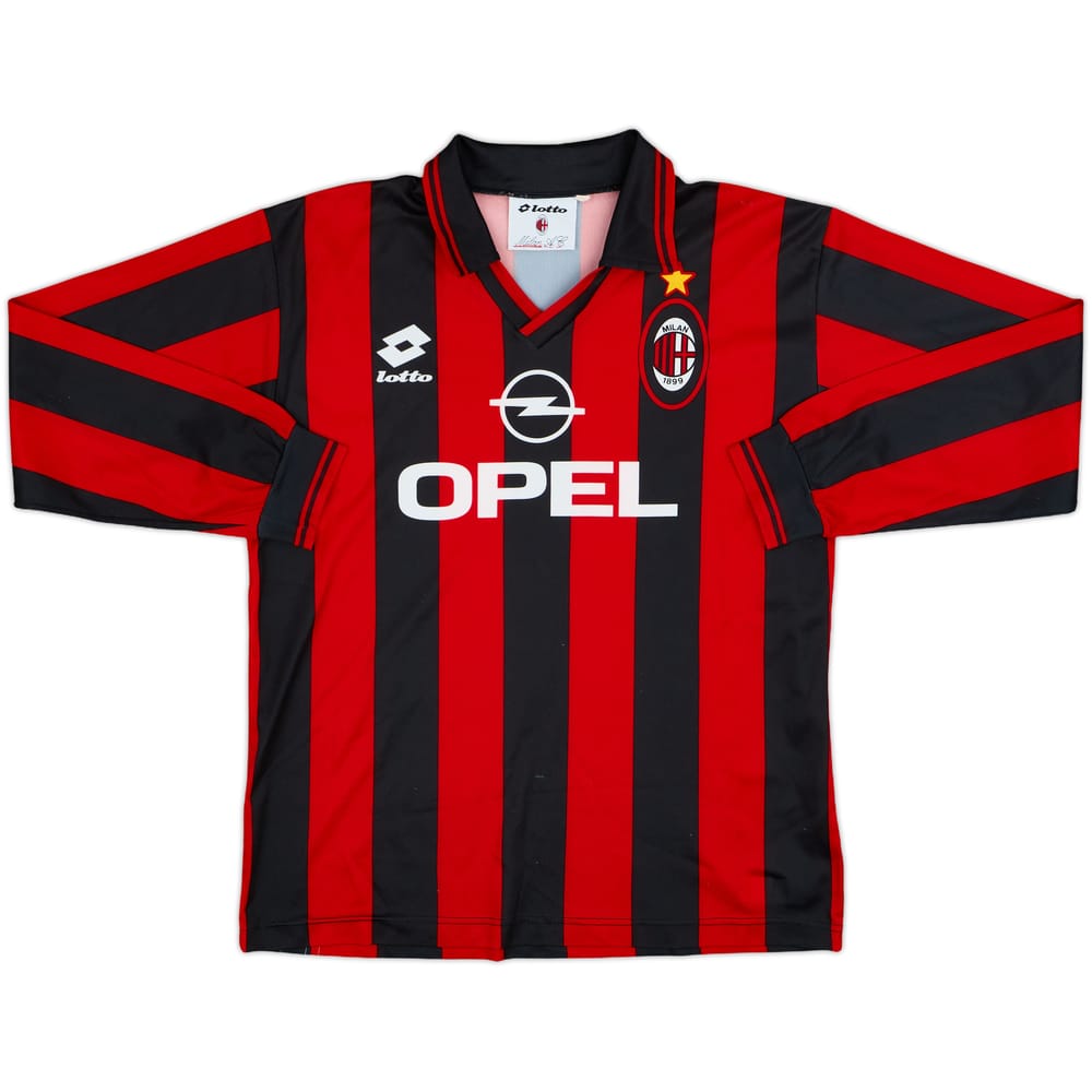 1995-96 AC Milan Home L/S Shirt - 8/10 - (XL.Boys)