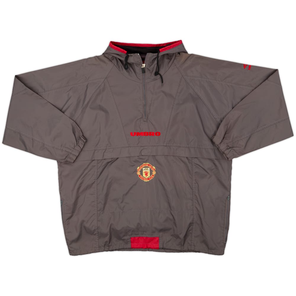 1994-95 Manchester United Umbro 1/4 Zip Hooded Rain Jacket - 9/10 - (XL)
