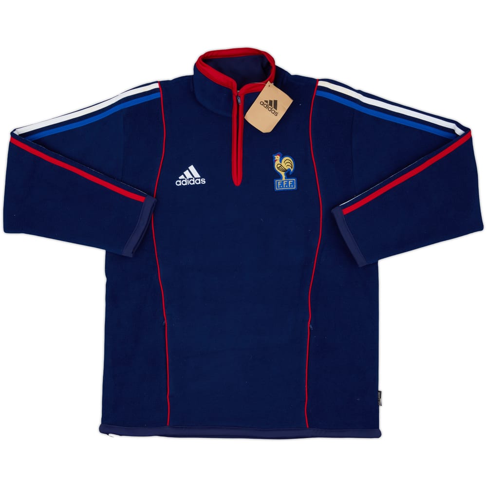Chaqueta de forro polar con cierre de 1/4 adidas de France 1998 (Mujeres M)
