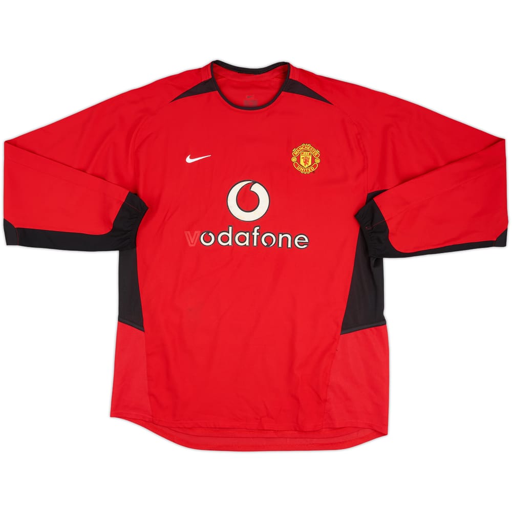 2002-04 Manchester United Home L/S Shirt - 4/10 - (L)