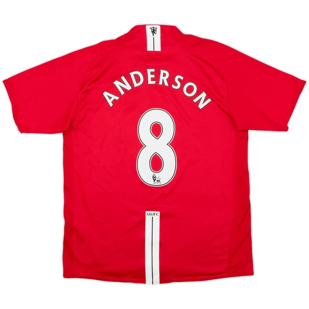2007-09 Manchester United Home Shirt Anderson #8 - 7/10 - (L)