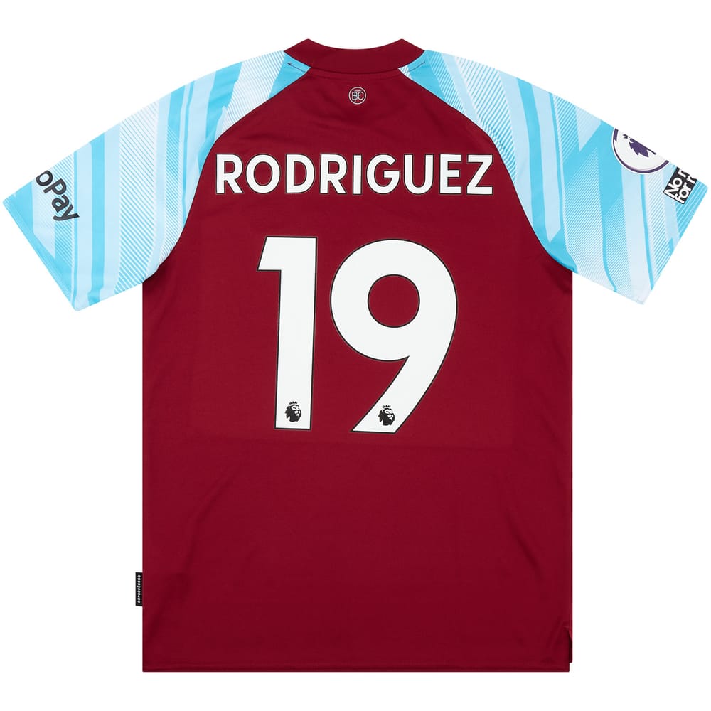 2021-22 Burnley Match Worn Home Shirt Rodriguez #19 (v Man City)