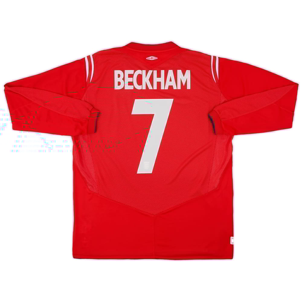 2004-06 England Away L/S Shirt Beckham #7 - 9/10 - (L)