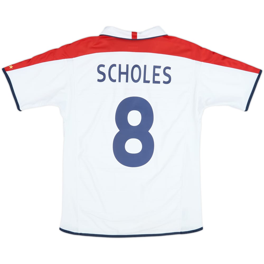 2003-05 England Home Shirt Scholes #8 - 6/10 - (M)