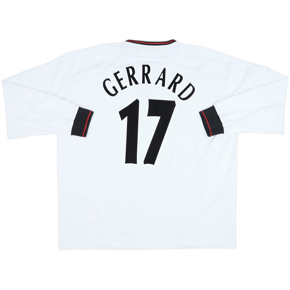 2003-04 Liverpool Visitante L/S Camiseta Gerrard #17 - 8/10 - (XXL)