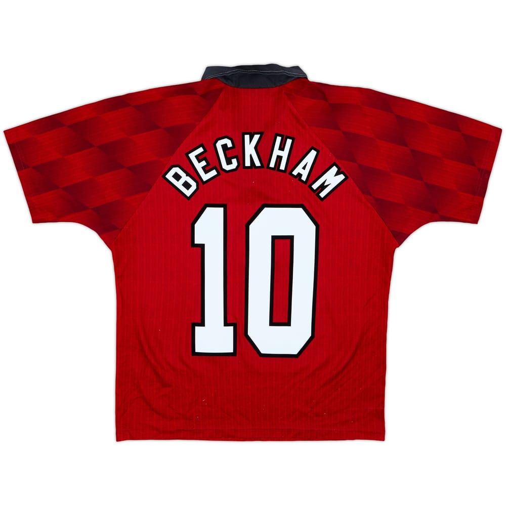 1996-98 Manchester United Home Shirt Beckham #10 - 8/10 - (Y)
