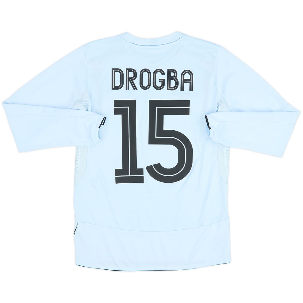 Camiseta de visitante de manga larga del Chelsea 2005-06 Drogba #15 - 6/10 - (S)