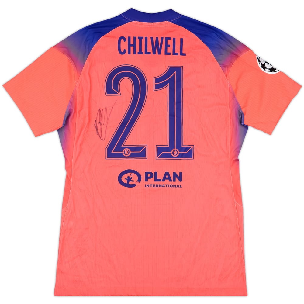 2020-21 Chelsea Player Issue Signed Champions League Third Shirt Chilwell #21 (L)