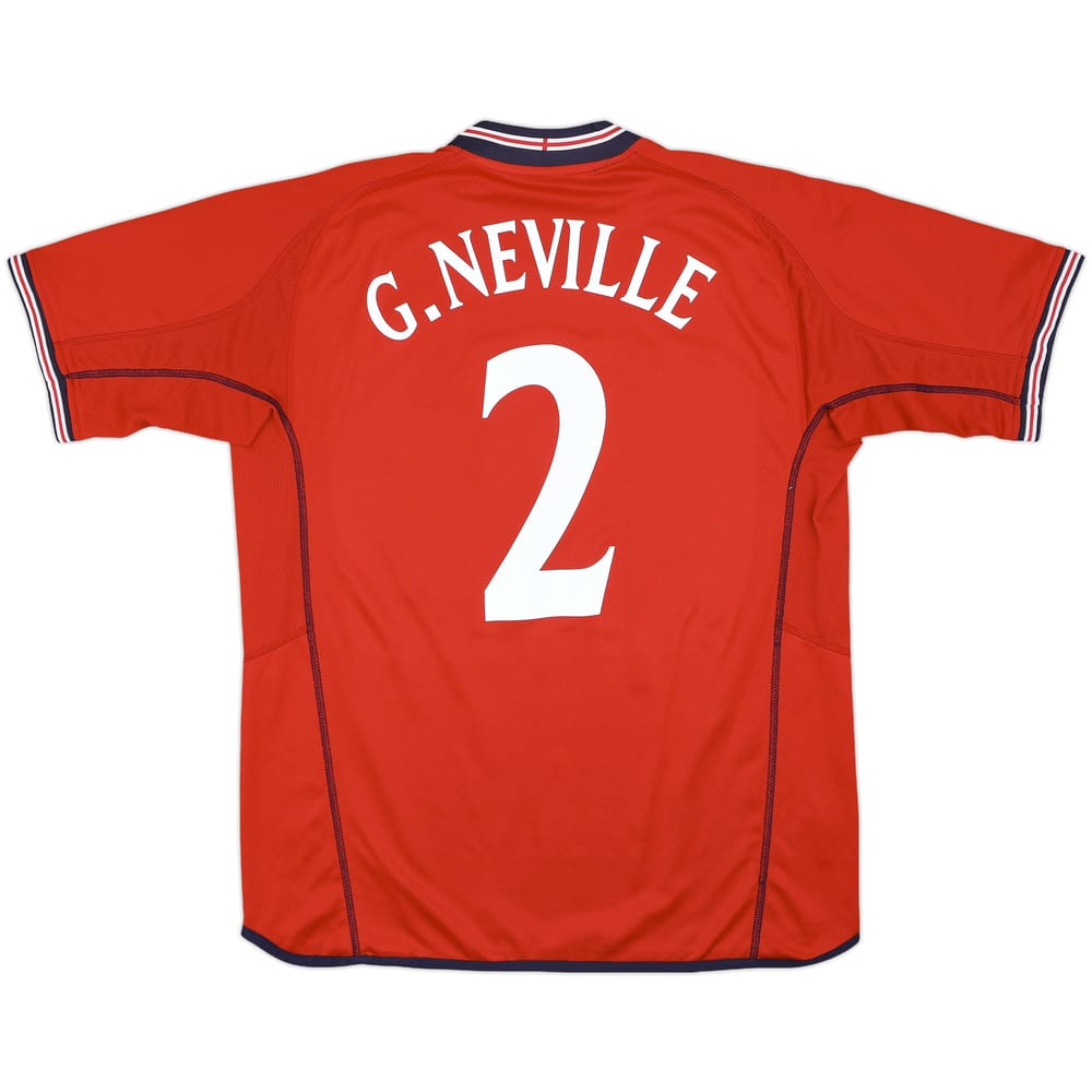 2002-04 England Away Shirt G.Neville #2 - 8/10 - (XL)