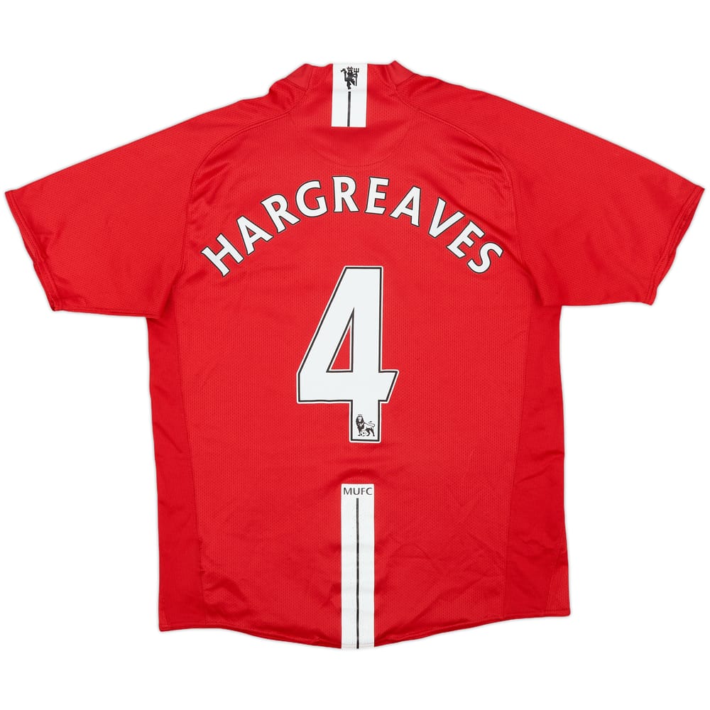 2007-09 Manchester United Home Shirt Hargreaves #4 - 8/10 - (M)