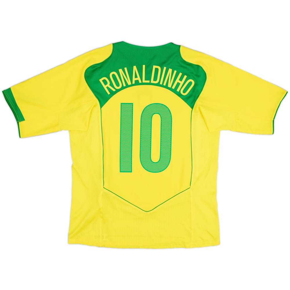 2004-06 Brazil Home Shirt Ronaldinho #10 - 9/10 - (L)