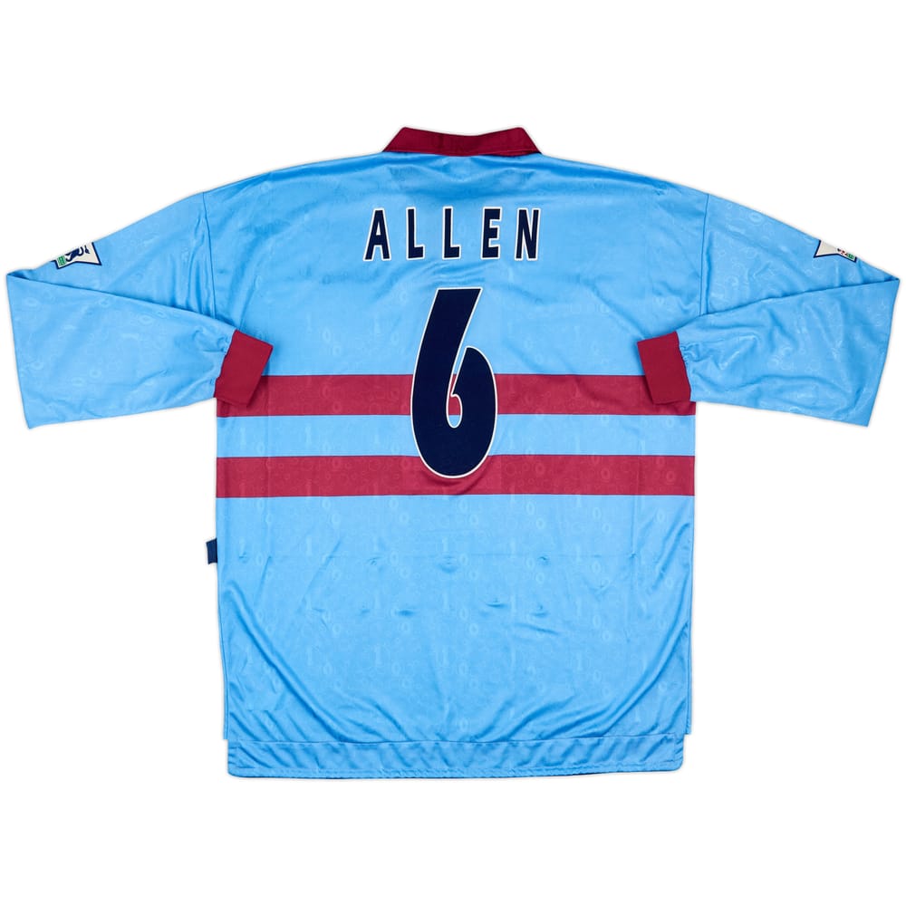 1995-96 West Ham Match Issue Centenary Away L/S Shirt Allen #6