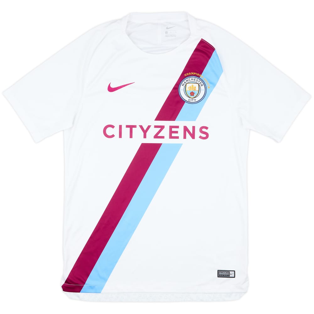 2017-18 Manchester City Player Issue 'Champions' Pre-Match Shirt - 8/10 - (M)