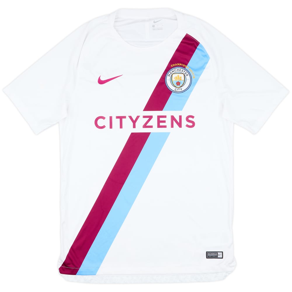 2017-18 Manchester City Player Issue 'Champions' Pre-Match Shirt
