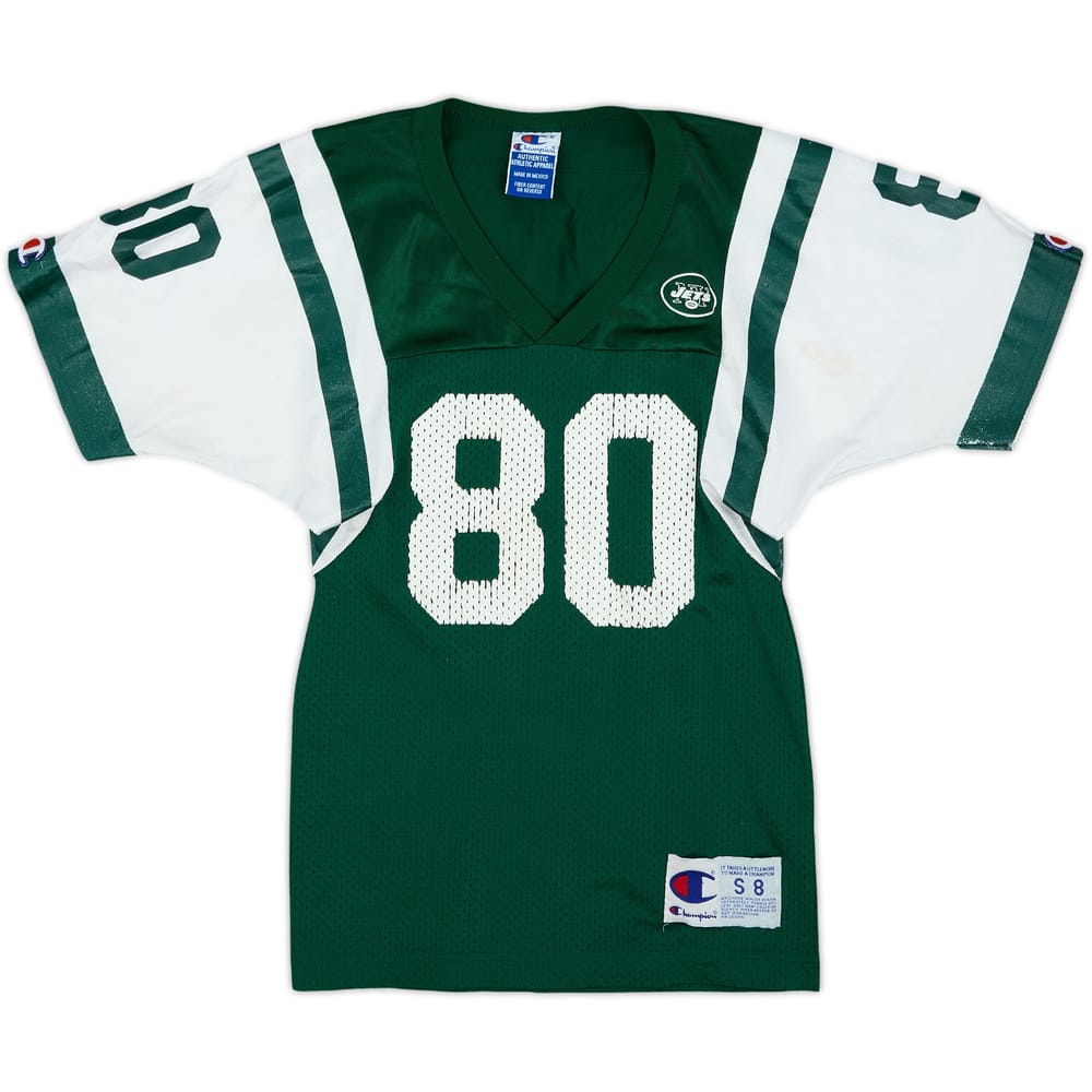 1998-00 New York Jets Chrebet #80 Champion Home Jersey - 6/10 - (S.Boys)