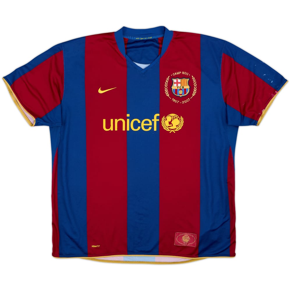 2007-08 Barcelona Home Shirt - 4/10 - (XL)