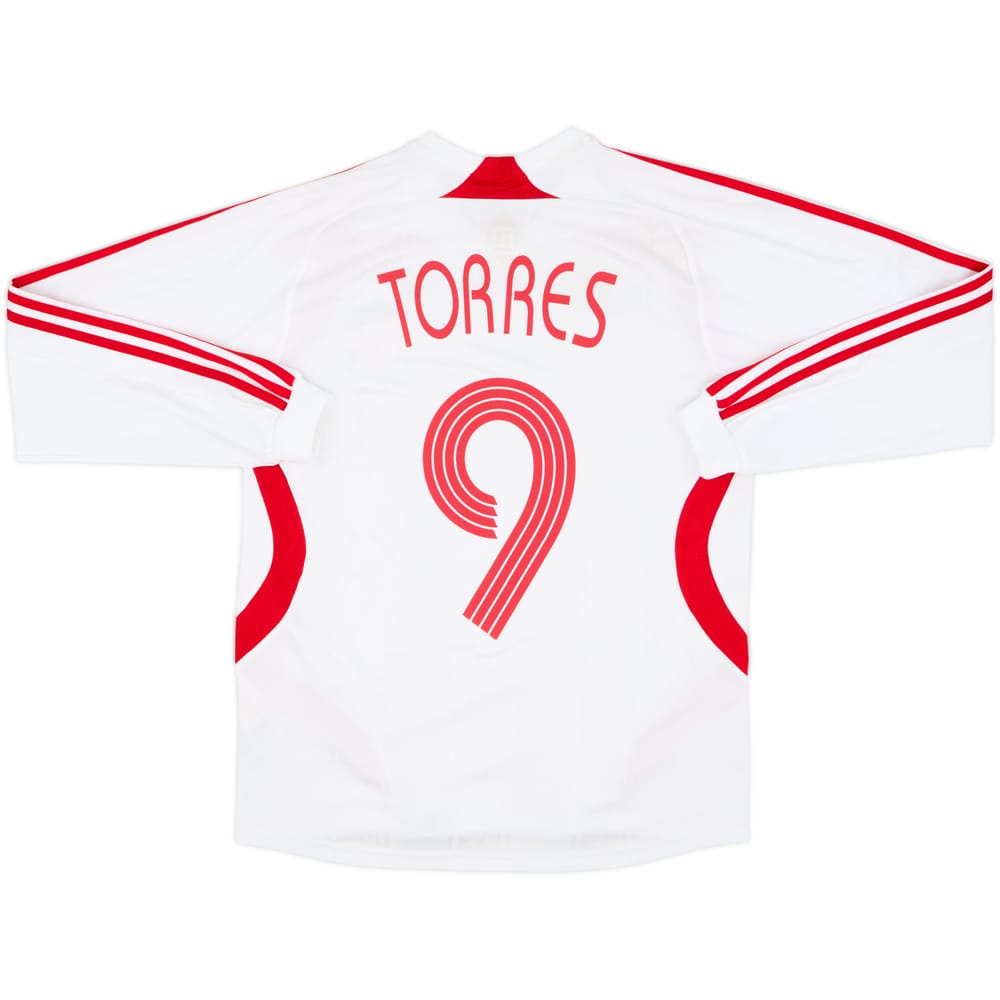 Camiseta de visitante del Liverpool 2007-08 de manga larga Torres #9 - 6/10 - (Juvenil L)