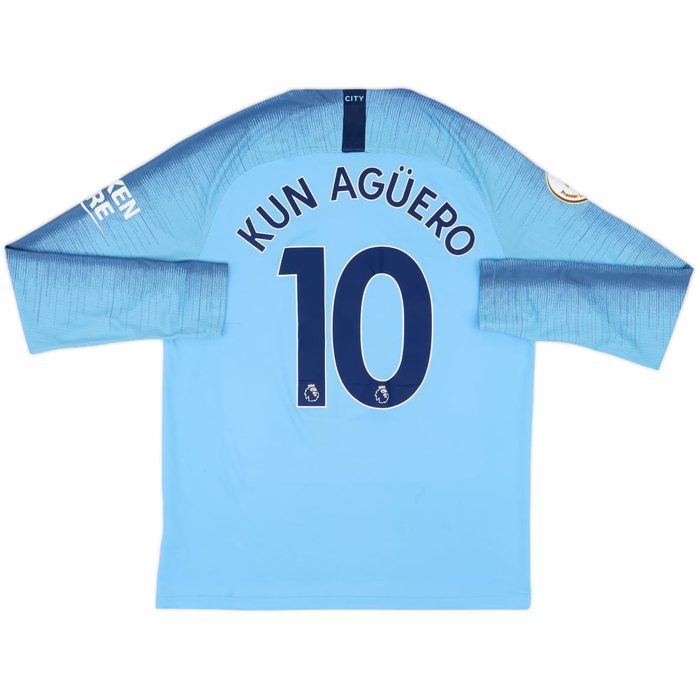 2018-19 Manchester City Home L/S Shirt Kun Aguero #10 - 8/10 - (L)