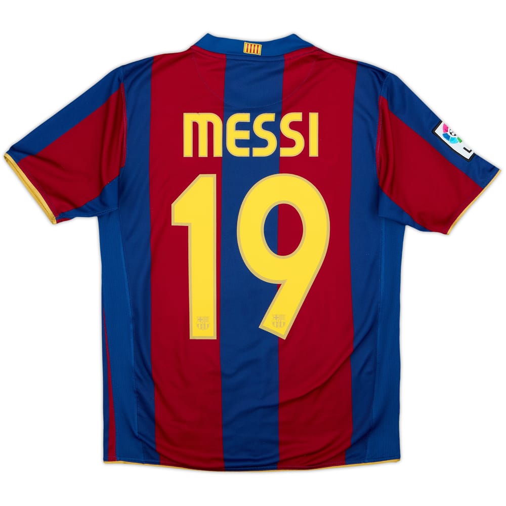 2007-08 Barcelona Home Shirt Messi #19 - 7/10 - (XL.Boys)