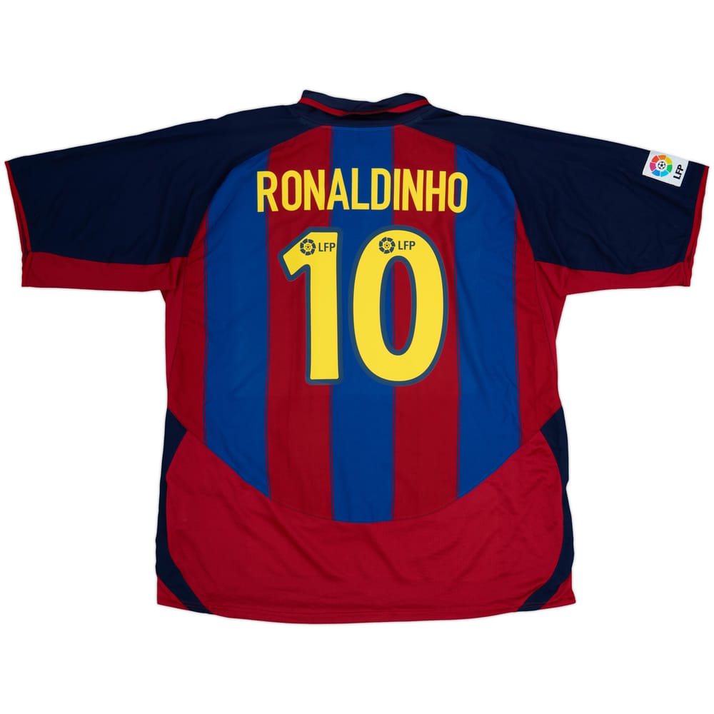 2003-04 Barcelona Home Shirt Ronaldinho #10 - 8/10 - (XXL)