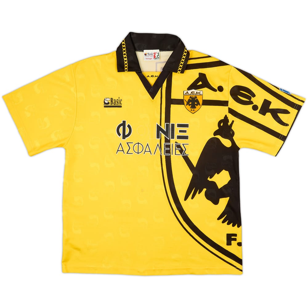 1995-96 AEK Athens Home Shirt #8 - 4/10 - (L)