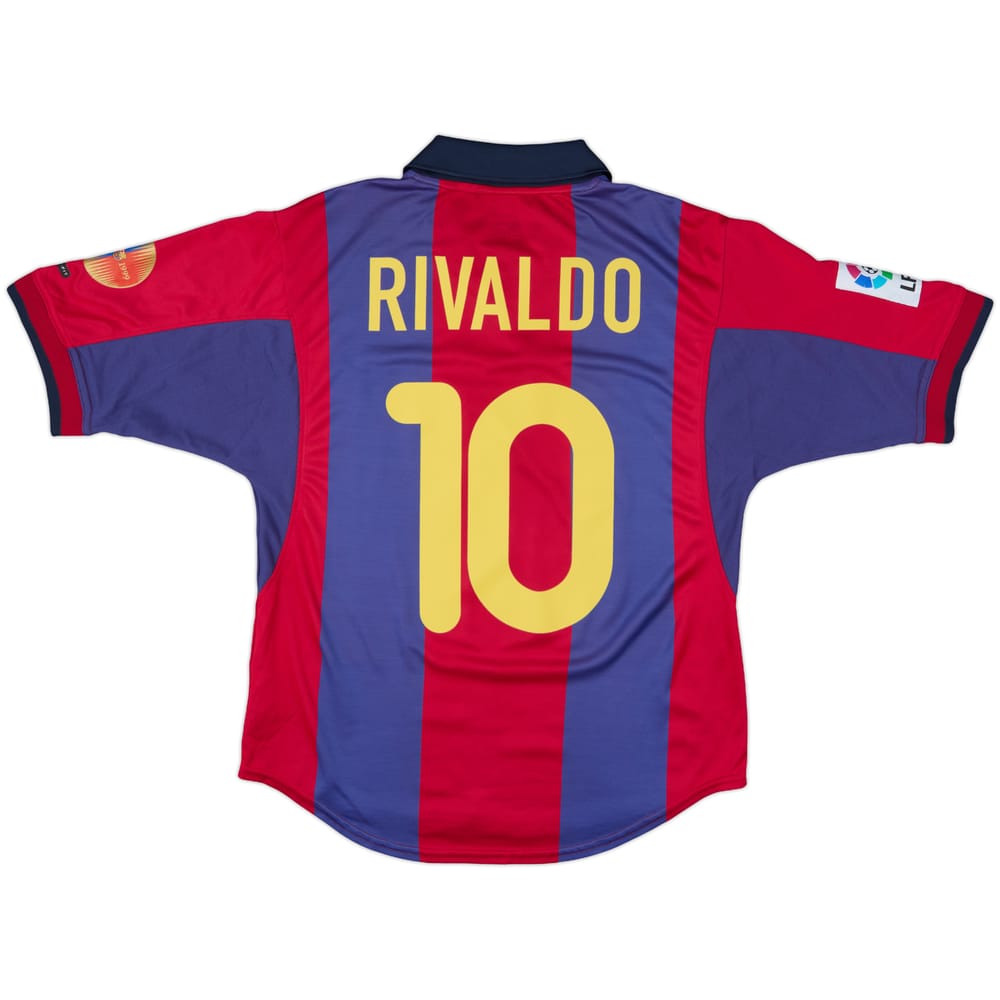 2000-01 Barcelona Home Shirt Rivaldo #10 - 8/10 - (S/M)