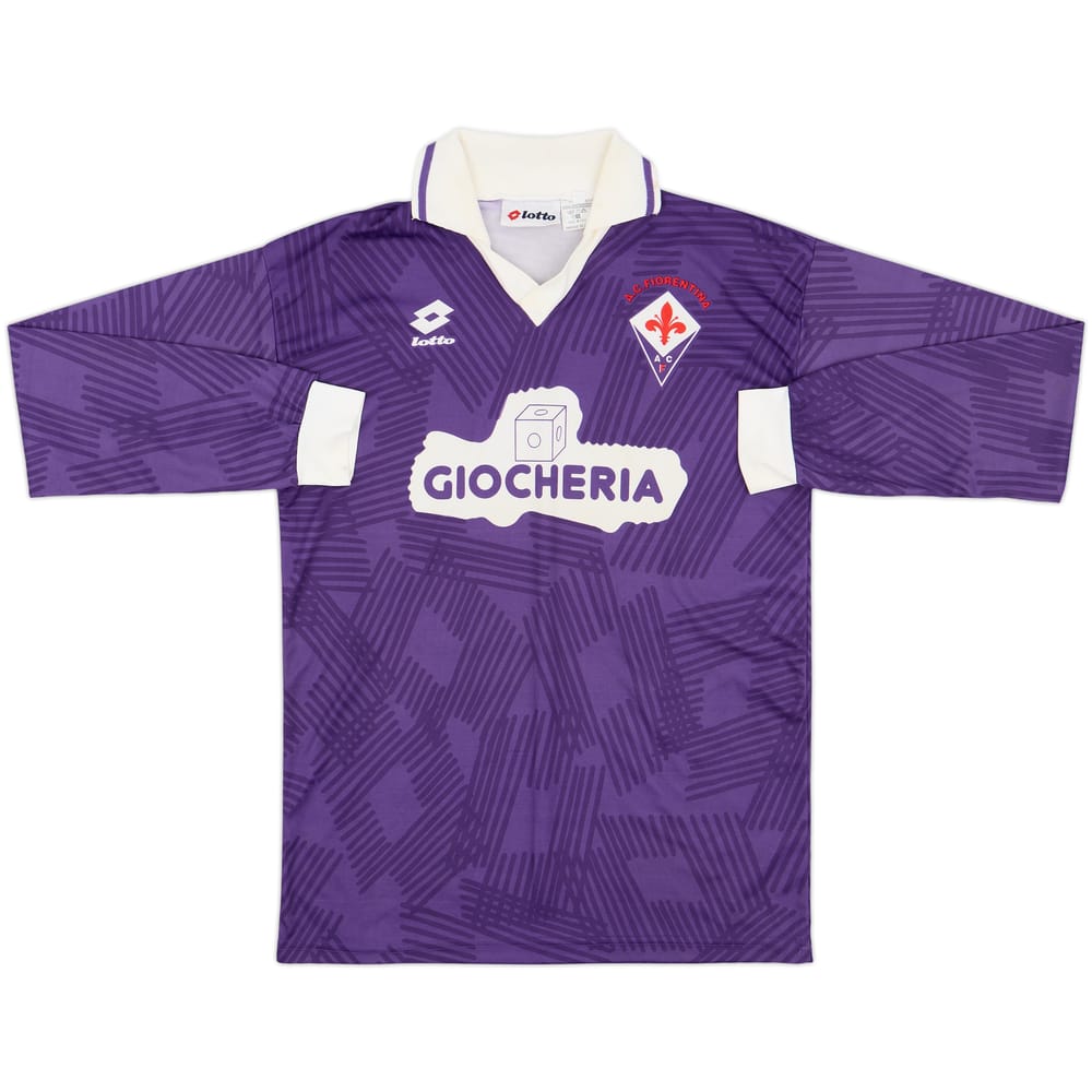1991-92 Fiorentina Home L/S Shirt - 9/10 - (XL.Boys)