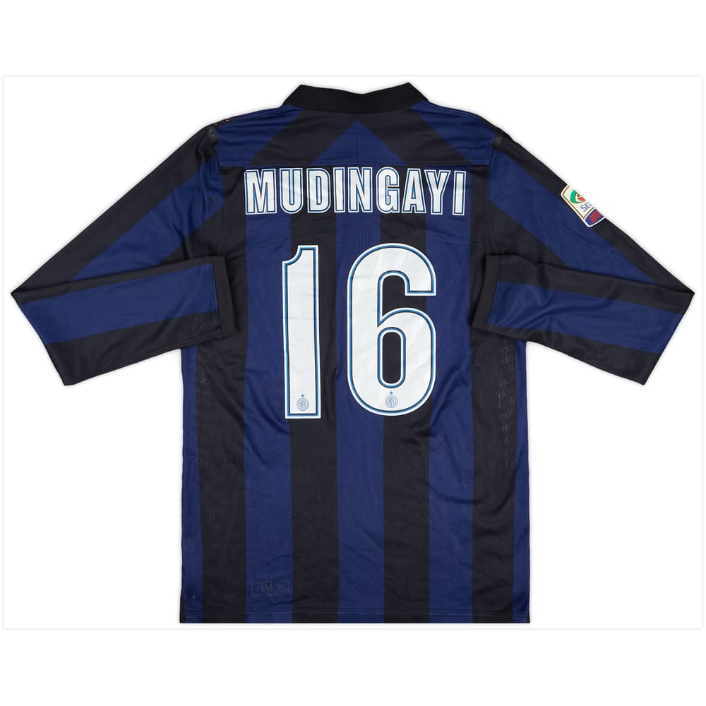 2013-14 Inter Milan Player Issue Home L/S Shirt Mudingayi #16 - 6/10 - (L)