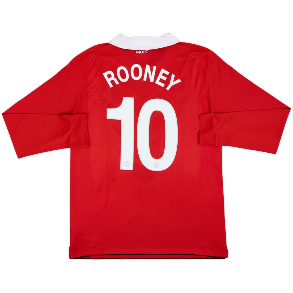 2010-11 Manchester United Home L/S Shirt Rooney #10 - 9/10 - (L)