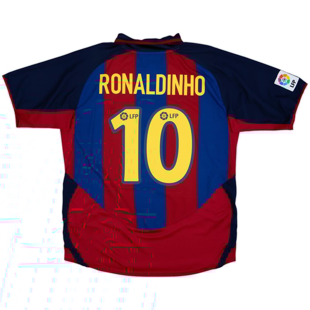 2003-04 Barcelona Home Shirt Ronaldinho #10 - 9/10 - (L)