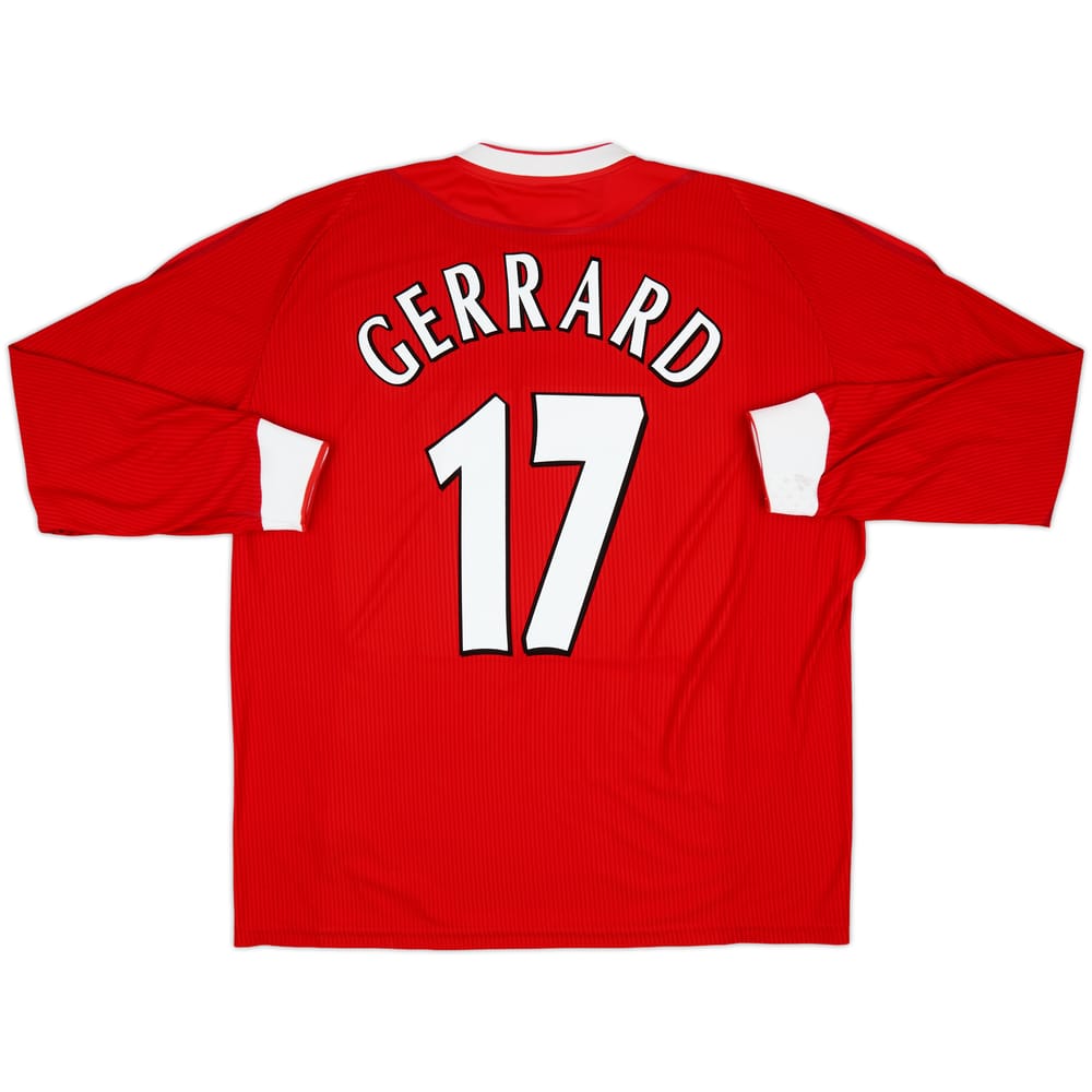 2002-04 Liverpool Home L/S Shirt Gerrard #17 - 8/10 - (XL)