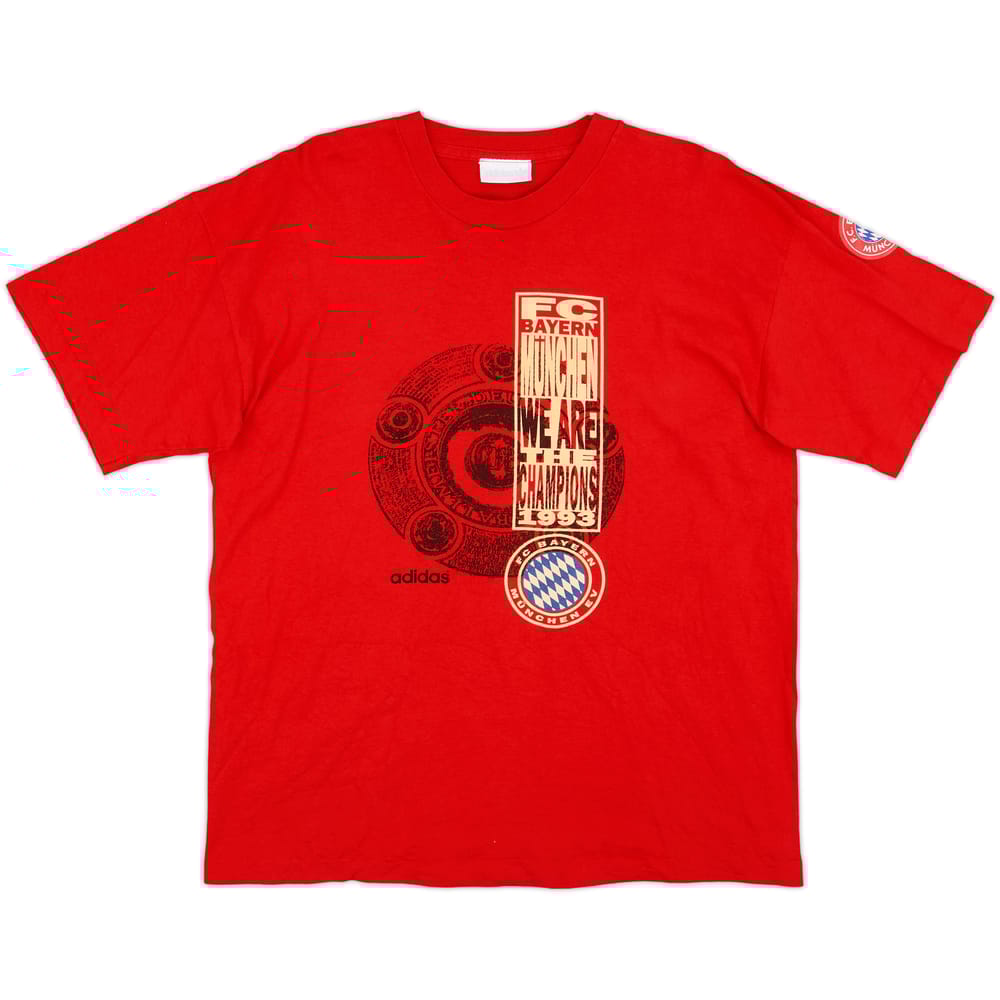 1993-94 Bayern Munich adidas Champions 1993 Tee - 8/10 - (XL)