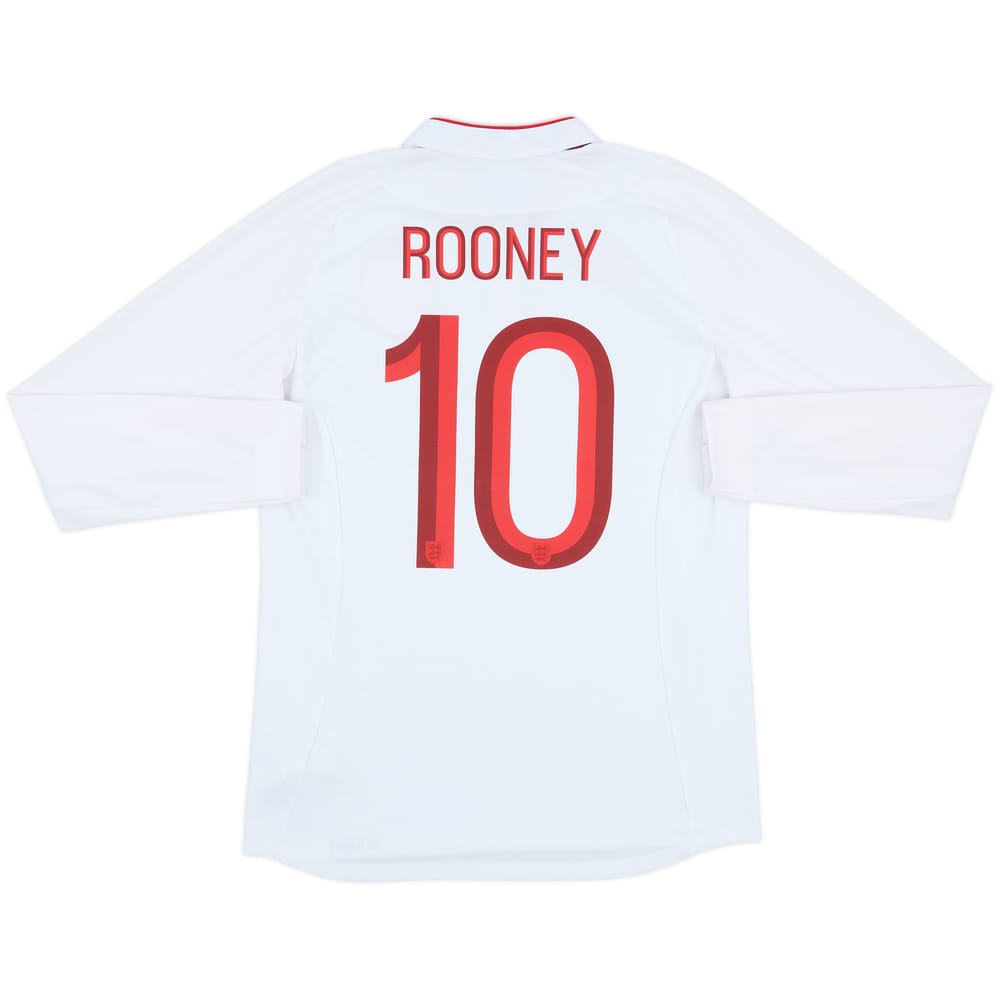 2012-13 England Home L/S Shirt Rooney #10 - 8/10 - (M)